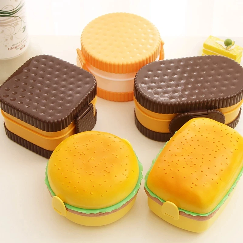 Bento Box Two Tier - Kotak makan siang Hamburger tingkat ganda
