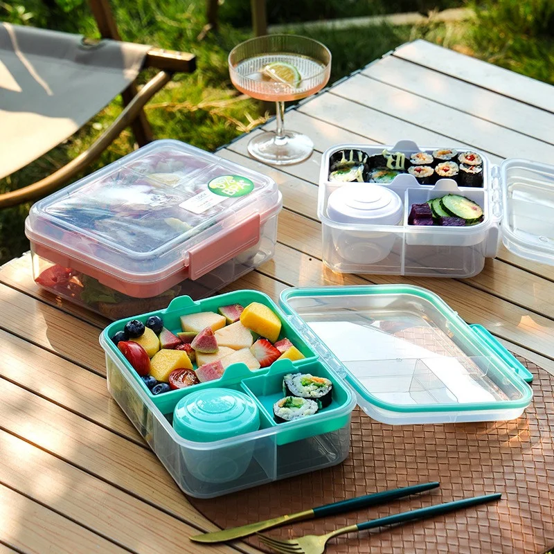 Bento Box Two Tier - Kotak makan siang portabel lapisan ganda,