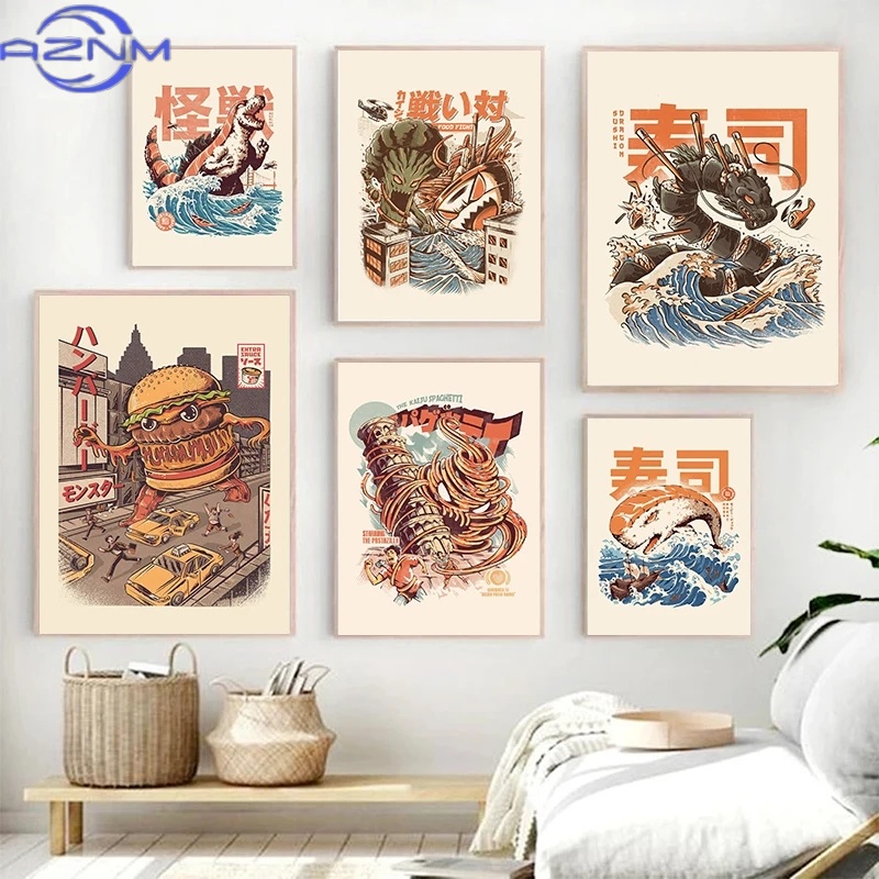 AZNM Poster Kaiju Jepang Makan - Japanese Lifestyle And Food ulasan dan harga